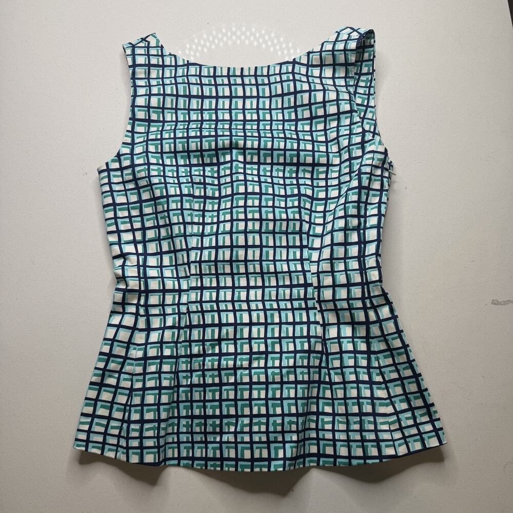 New Kate Spade New York Tatiana Blue Green Peplum Top Shirt Blouse Size XS NWT
